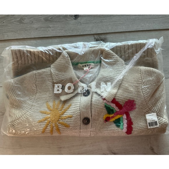 Boden Embroidered Collared Cardigan Medium Ecru Marl New With Tags - Picture 10 of 12